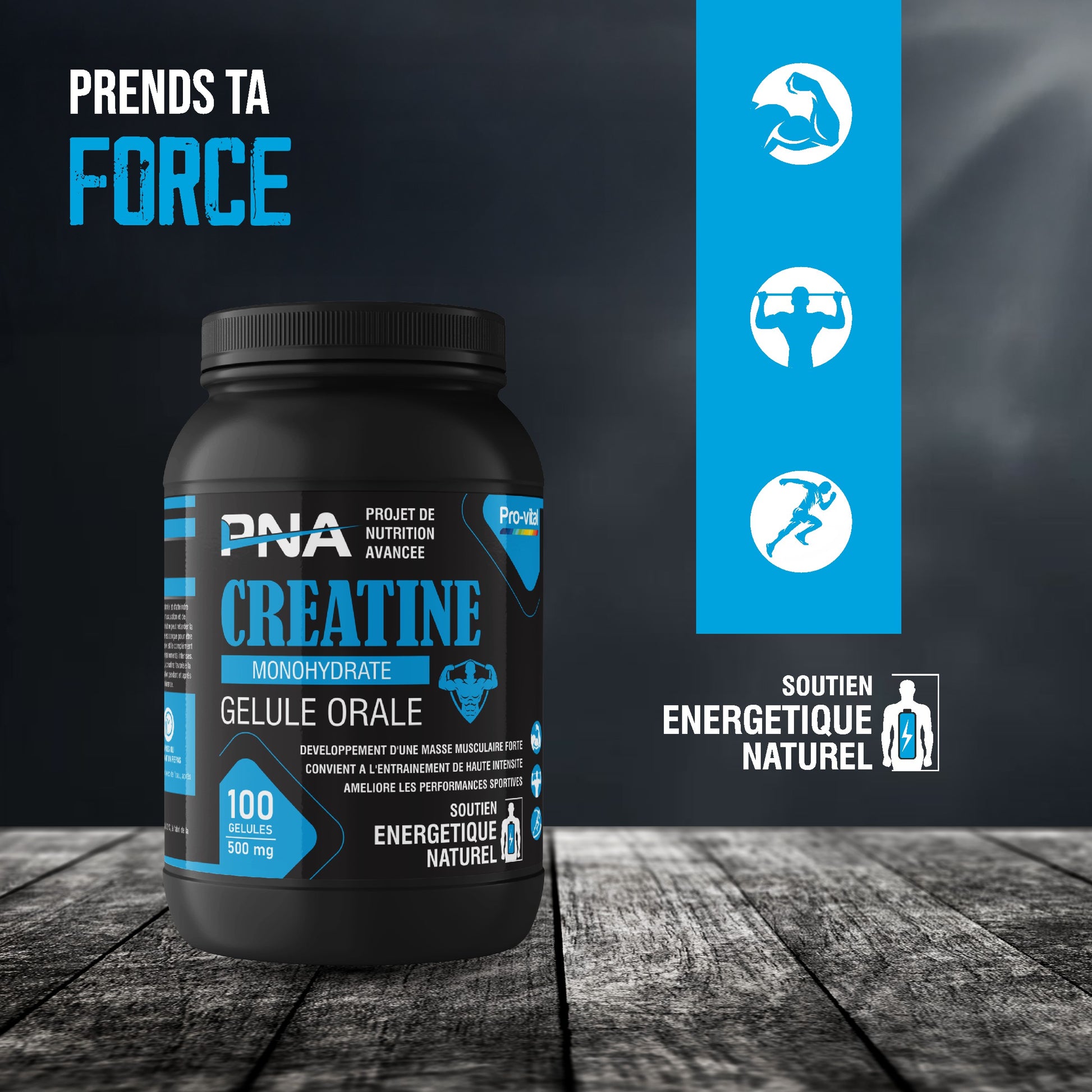 Avantages de la créatine Pro-Vital : force accrue, soutien énergétique naturel et meilleure récupération.