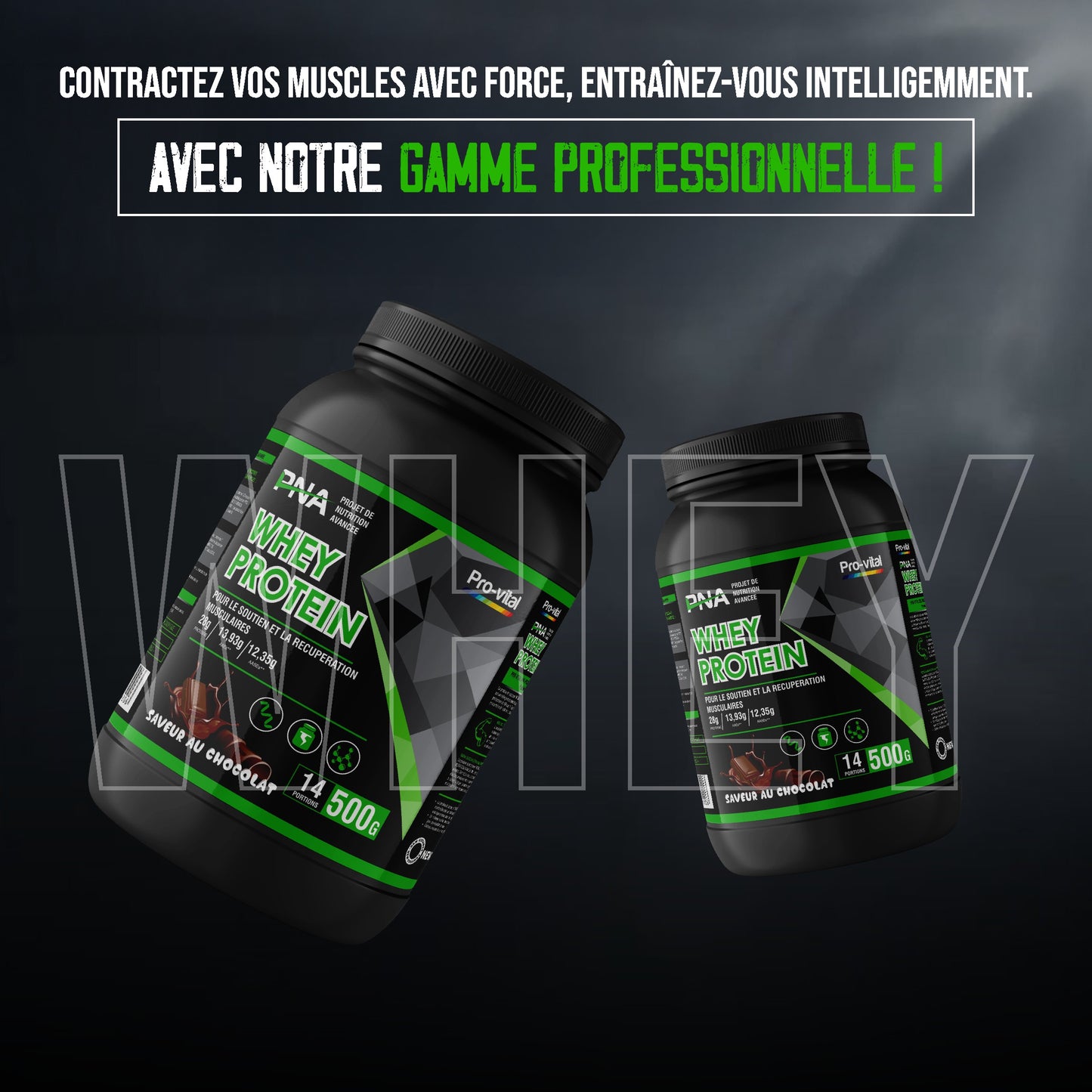Suppléments de protéine Whey Pro-Vital de gamme professionnelle pour un entraînement intelligent.